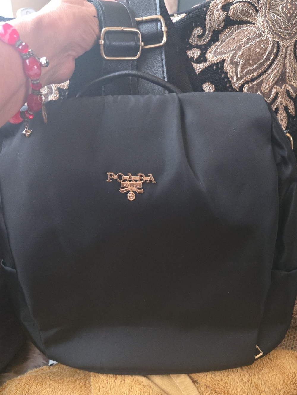 Black Tote Bag with Gold Logo